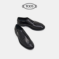 TOD'S官方正品2021夏季男鞋男士真皮系带商务休闲皮鞋男英伦风（44、黑色）