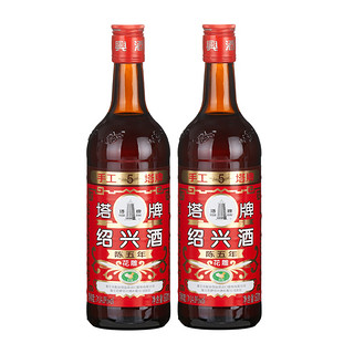 塔牌绍兴黄酒出口红牌陈五年花雕酒600ml*2瓶装手工酒糯米加饭酒