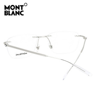 Montblanc万宝龙 2021新款无框金属眼镜架男女近视眼镜框MBO0169O（型号：MB0169O-色号003银色+1.60蔡司钻立方防蓝光镜片）