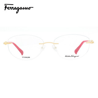 菲拉格慕无框眼镜架纯日本进口钛金属近视眼镜框女款可配镜片2559（金色适合0-600度）