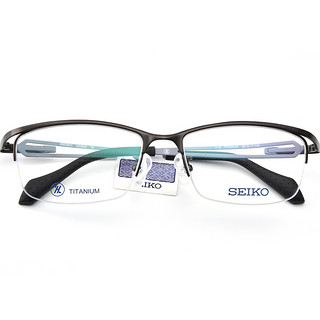 SEIKO精工运动光学眼镜框男可配近视大脸框 钛材个性眉线框眼镜架（-藏蓝色154）