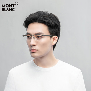 Montblanc万宝龙 新款钛架 眼镜架男商务半框近视眼镜框 MB0171OA（MB0171OA-001+1.60蔡司钻立方防蓝光镜片）