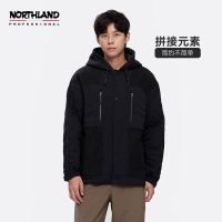 NORTHLAND 诺诗兰 男士连帽绒外套21年秋冬新款户外休闲防风保暖加绒加厚抓绒衣NFTBT5613S 纯黑色 170/M