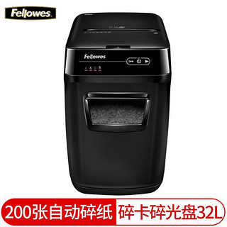 Fellowes 范罗士 200C碎纸机商务办公一次200张全自动碎纸32L容量碎卡碎光盘