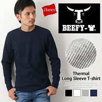 HANES 恒适 Hanes 恒适 保暖圆领长袖T恤 BEEFY HM4-Q103 男士