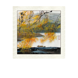 尚得堂 梁芳《秋江牧牛图》50x50cm 2005 宣纸