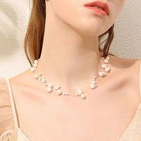 CAROMAY 淡水珍珠锁骨链女多层choker颈链简约气质脖子饰品短款项链
