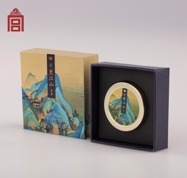 故宫文创 千里江山 4.5cm x1.8cm 15g 古风香膏 木兰玫瑰香 固体香水