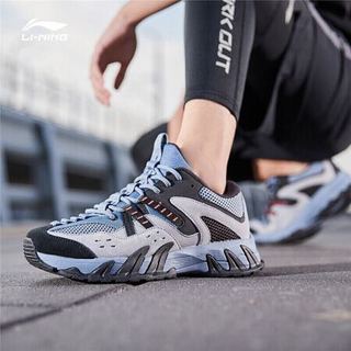 LI-NING 李宁 运动鞋男鞋跑步鞋运动跑鞋翻毛皮耐磨减震野外训练鞋华晨宇心选ARDQ003 灰蓝色/凝雪灰/标准黑-3 43.5