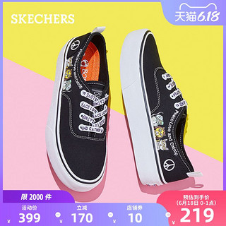 SKECHERS 斯凯奇 Skechers斯凯奇新款俏皮萌趣图案印花绑带板鞋女士帆布鞋33280