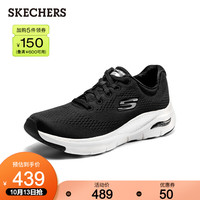 SKECHERS 斯凯奇 春季新品女子轻便休闲运动鞋时尚绑带跑步鞋 黑色/白色/BKW 36