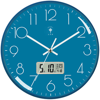 北极星挂钟客厅家用时尚静音时钟现代创意北欧简约挂表石英钟表（11英寸（直径28厘米）、28cm木纹色0149）
