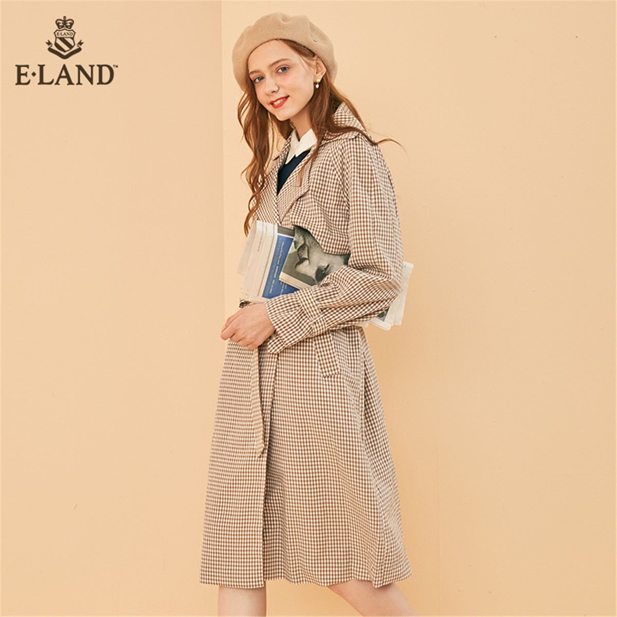 E.LAND EEJT98822I85 女士中长款风衣