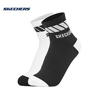 Skechers斯凯奇2021新款男士时尚撞色短筒袜舒适休闲运动袜两对装 L321U080 L321U080-0088 亮白色/深黑色 M