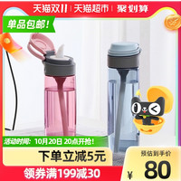 乐扣乐扣吸管杯大人大容量孕妇水杯产妇专用带吸管水杯女夏季水壶(550ml蓝色)