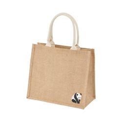 muji无印良品黄麻简易收叠托特包刺绣图案