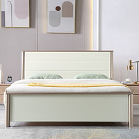 宜眠坊床轻奢双人床现代简约主卧次卧实木床小户型床 白金简欧橡木实木床911# 金色+白色 1.8*2.0米