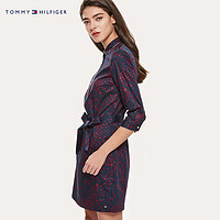 TOMMY HILFIGER 汤米·希尔费格 装时尚气质纯棉印花半开襟连衣裙WW0WW24130