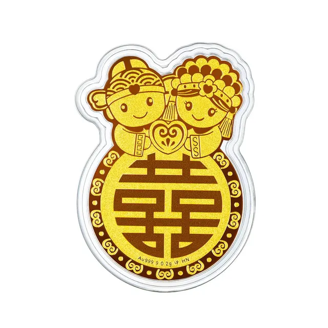LUKFOOK JEWELLERY 六福珠宝 Beloved囍爱系列 HNA10045 囍结良缘足金金章 0.2g