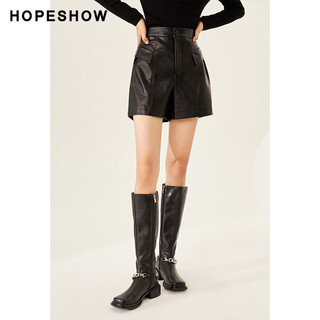 HOPESHOW 红袖 90121341202 女士PU皮短裤