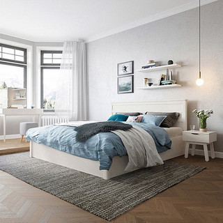 林氏木业 北欧风卧室板式床1.5m组合简约现代1.8米双人床家具DT2A