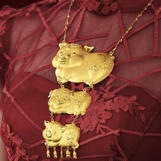 LUKFOOK JEWELLERY 六福珠宝 Beloved囍爱系列 A03G30207G3-TB 金猪足金项链 52cm 38.3g