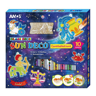 AMOS韩国进口免烤胶画套装DIY手工饰品儿童创意玩具益智绘画工具 十二星座(SD10P10-CL)