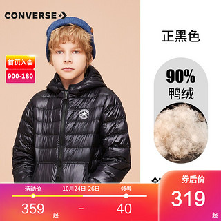 Converse 匡威童装男女轻薄羽绒服2021秋冬儿童保暖梭织上衣110-160 正黑色 120(6)