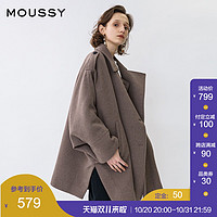 MOUSSY 摩西 秋冬气质翻领斜门襟斗篷毛呢大衣女010DAG30-6360