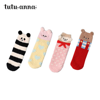 tutuanna 趣趣安娜 女子可爱毛毛袜 4双