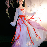 柳汀居漢服 汉服 十二花神令 嫦娥 女士对襟上衫 紫色 S