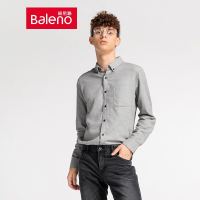 Baleno 班尼路 春秋款棉质衬衫男法兰绒纯色翻领修身免烫衬衣青年商务休闲时尚简约舒适长袖上衣 20E L