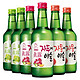 Jinro 真露 韩国进口烧酒13°青葡萄味+李子味+西柚味 3种口味360ml*6瓶 混合装 果味酒