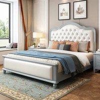 恒兴达 美式轻奢实木床后现代真床双人床1.8米主卧室家具1.5米高箱婚床