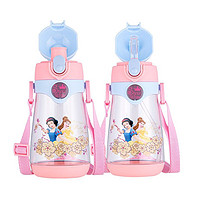 Disney 迪士尼 儿童塑料杯户外便携吸管直饮两用 粉色公主 550ml
