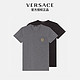 VERSACE 范思哲 21秋冬 男士T恤两件装 AU10193-A232741黑色+灰色