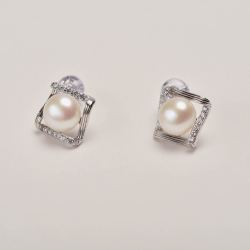 gnpearl京润珍珠千蕾s925银淡水珍珠耳钉耳饰女银耳钉简约款