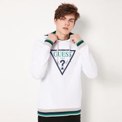 GUESS 盖尔斯 男士纯色倒三角LOGO连帽卫衣