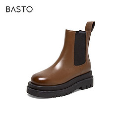 BASTO 百思图 21冬商场新款烟筒切尔西女短靴IDA05DD1Z