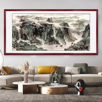 客厅装饰画山水画新中式沙发背景墙办公室挂画 峡江船歌可定制