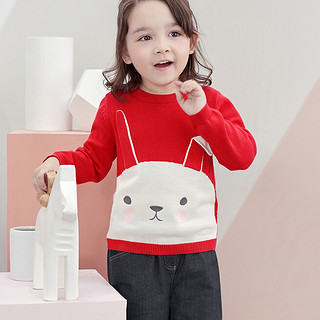 YeeHoO 英氏 10792263 儿童套头毛衣 新年红兔子 120cm