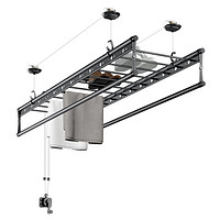 金贵夫人升降晾衣架阳台手摇晾衣杆双杆式家用自动折叠晒衣架凉衣（2.7米不带衣架+18根母婴横杆-冰川银、大）