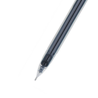 广博（GuangBo）大容量中性笔0.5mm黑色全针管学生用水笔透明杆简约签字笔12支装