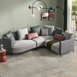 全友家居 现代意式轻奢布艺沙发大小户型客厅家具转角布艺沙发组合