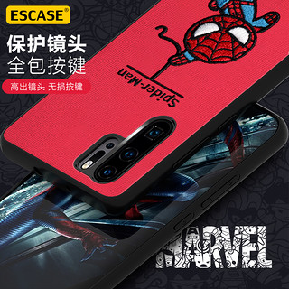 ESCASE 华为P30Pro手机壳保护套 硅胶软边全包防摔刺绣工艺 漫威正版红色蜘蛛侠