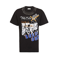 FAITH CONNEXION 拼色全棉字母印花个性别针饰男士T恤