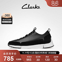 Clarks 其乐 clarks其乐男鞋2021秋冬新款三瓣底牛皮舒适休闲黑色系带运动鞋男