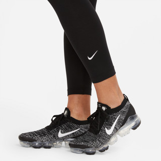 NIKE 耐克 官方7/8女子紧身裤运动裤SWOOSH中腰柔软舒适CZ8533（M、010黑/白）