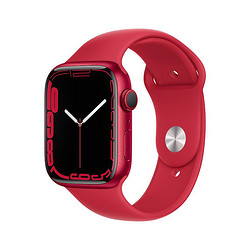 Apple 苹果 Watch Series 7 智能手表GPS款45 毫米红色铝金属表壳红色运动型表带 MKN93CH/A