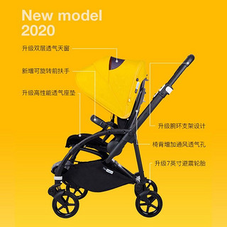 bugaboo 博格步 荷兰Bugaboo Bee6博格步多功能轻便城市型折叠婴儿推车 黑架柠檬黄